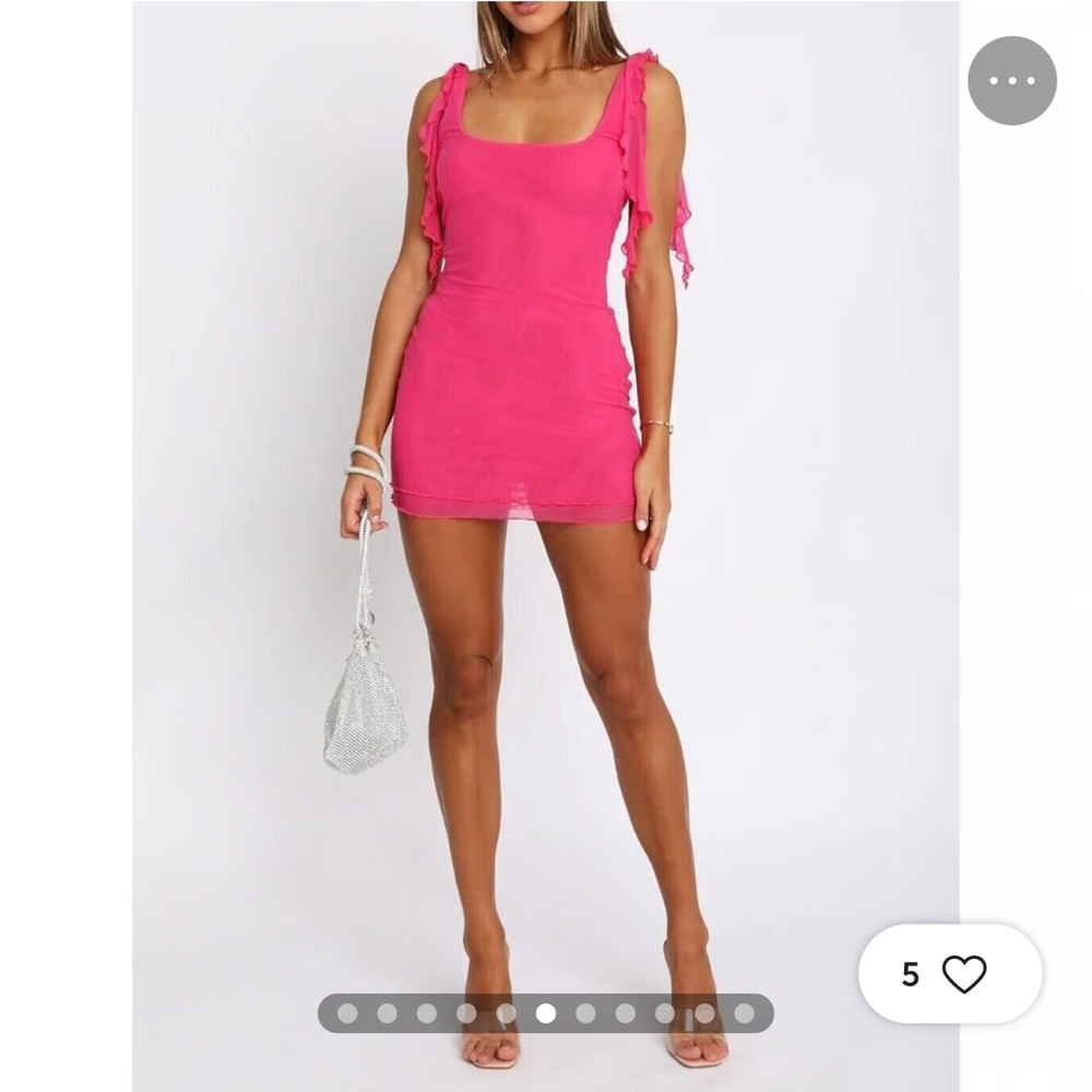 White Fox Boutique Hot Pink Tie-Shoulder Mini Dress